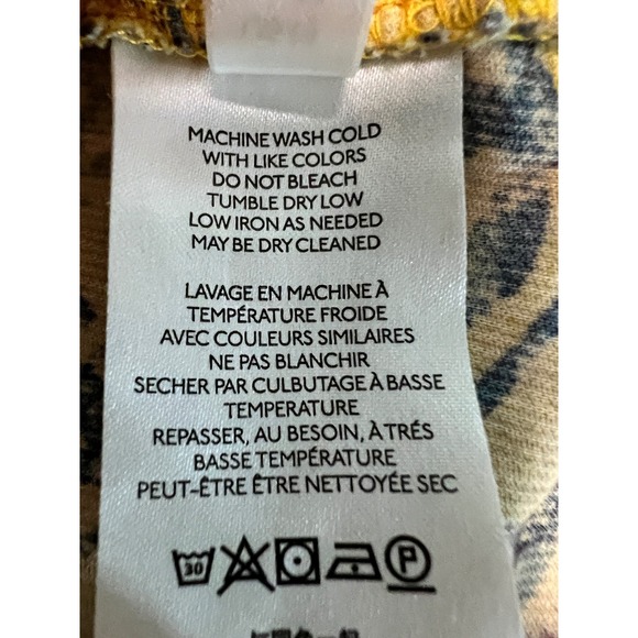 Pilcro Anthropologie Mustard Yellow Floral Paisley Corduroy Button Down Shirt M - Picture 8 of 11